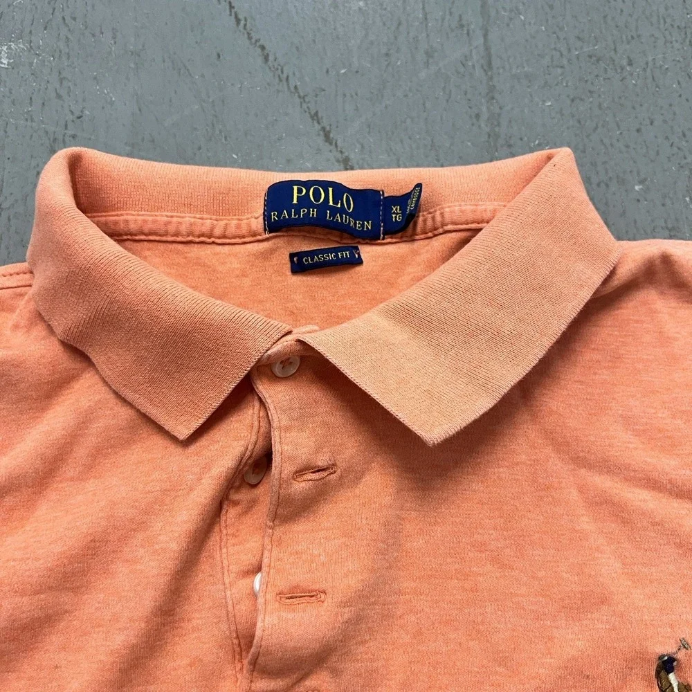 Polo Ralph Lauren Mens Orange Classic Fit Short Sleeve Polo Shirt Size XL Cotton